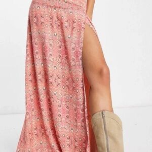 Free People Marion Print Maxi Skirt Candy 10 Boho Cowgirl Concert Aztec Festival